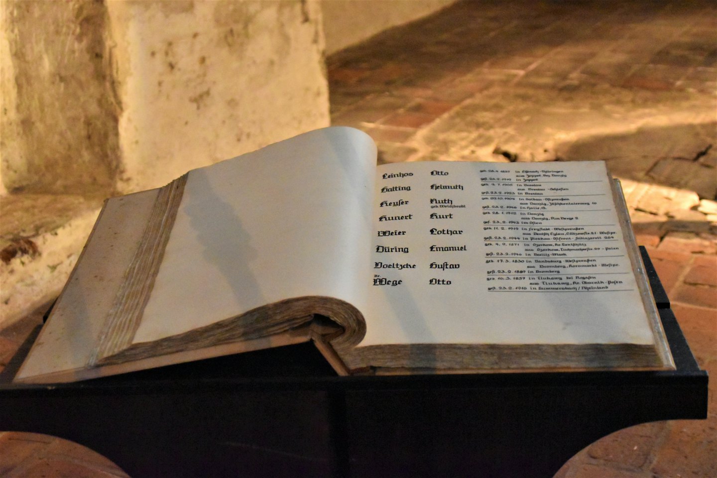 Un antico registro con scrittura gotica su pagine ingiallite.